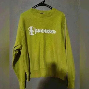 Champion sweater crew neck neon yellow size M